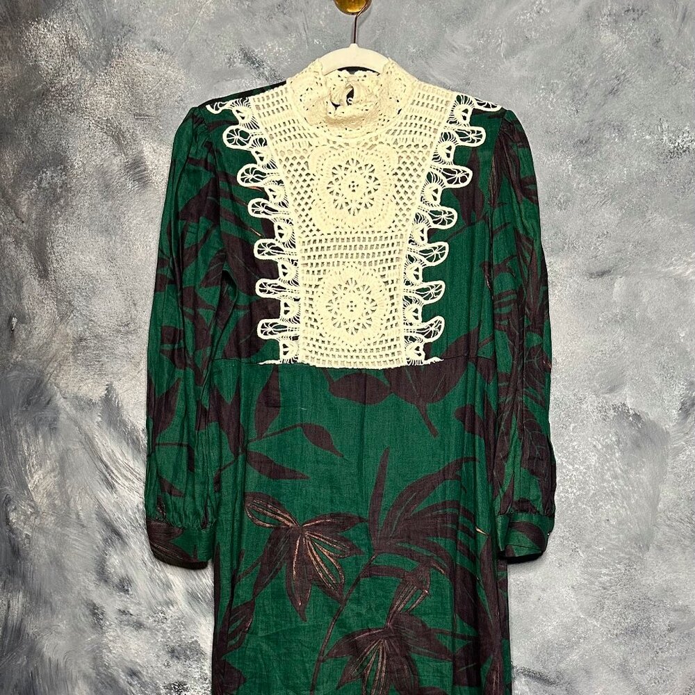 Green Zara Dress with Lace Panel